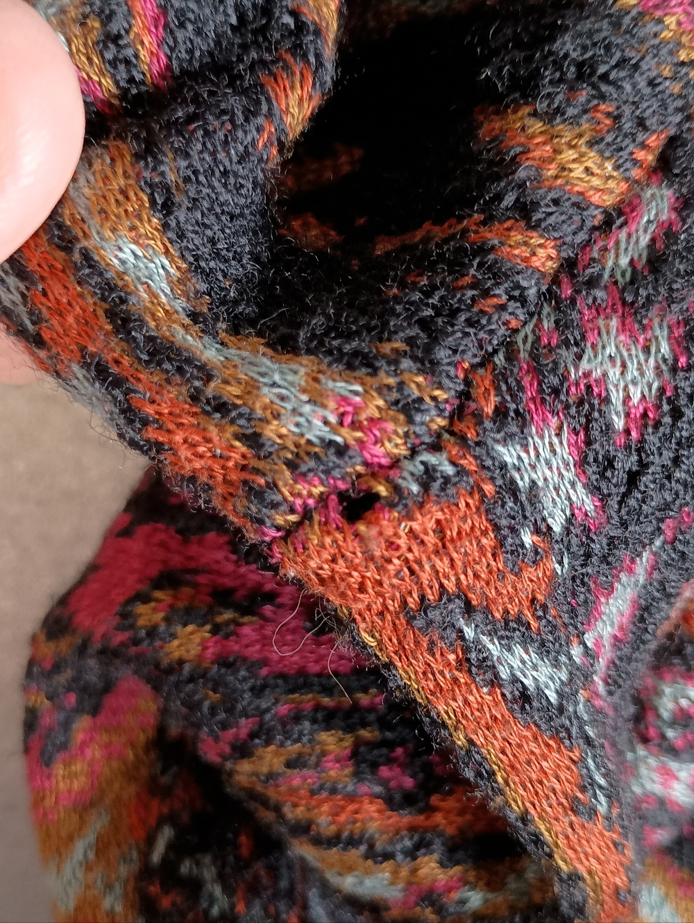 Peruvian Connection M Paisley Tribal Alpaca Wool Sweater Cardigan FLAW HOLES - Picture 5 of 10